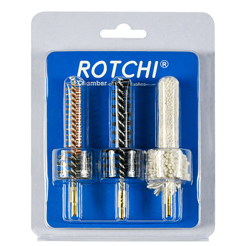 ライフル室クリーニング ブラシ 3-in-1 セット、ブリスター、カード パッケージ。利用可能